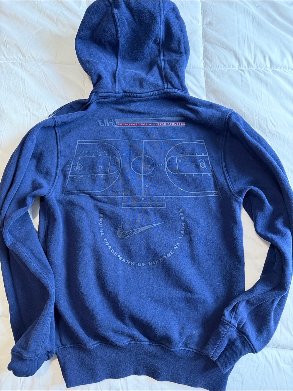 Nike Men's Royal Blue Zip-Up Hoodie with Court Graphic